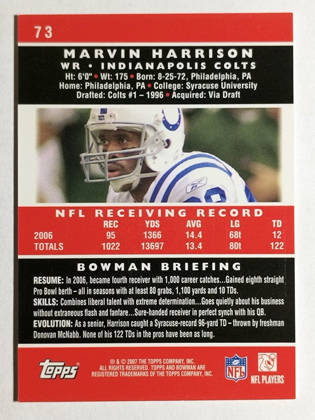 2007 Bowman Gold #73 Marvin Harrison