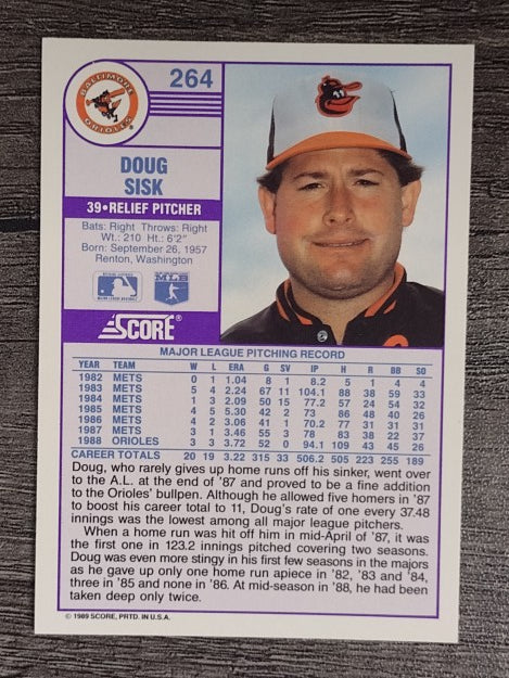 1989 Score #264 Doug Sisk