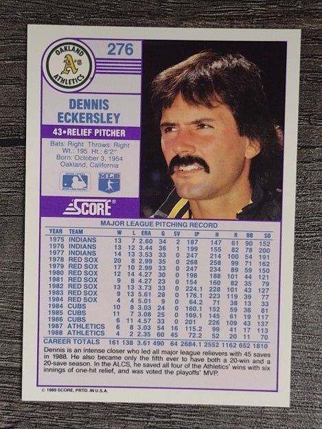 1989 Score #276 Dennis Eckersley