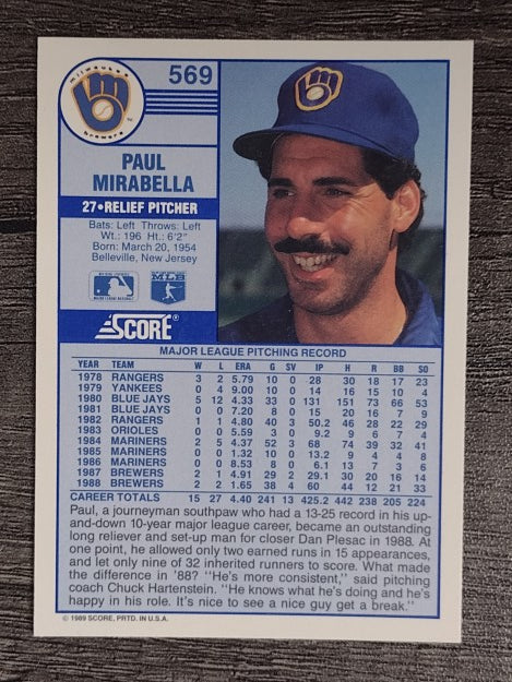 1989 Score #569 Paul Mirabella