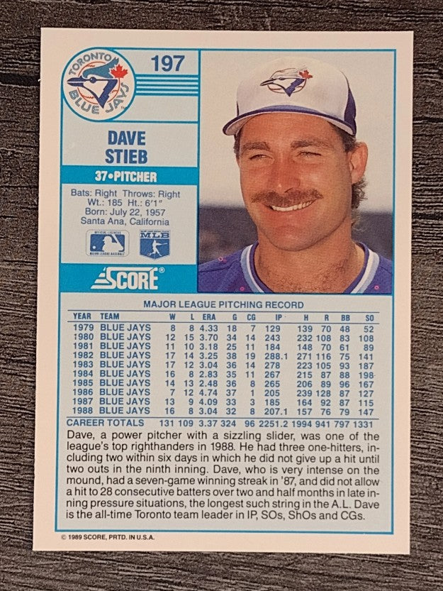 1989 Score #197 Dave Stieb