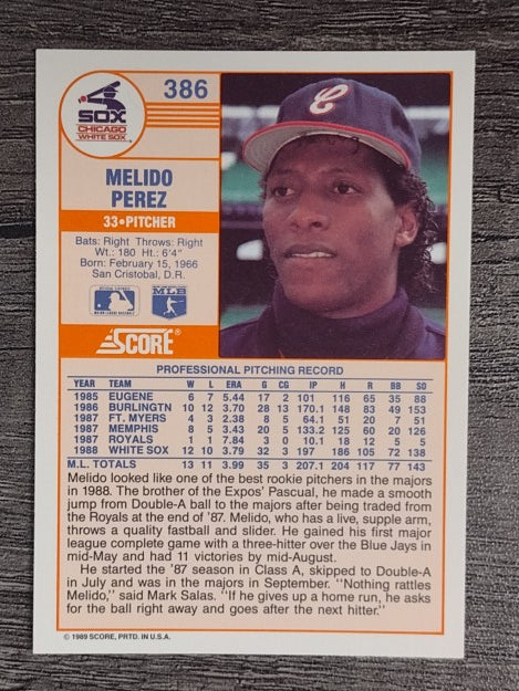 1989 Score #386 Melido Perez