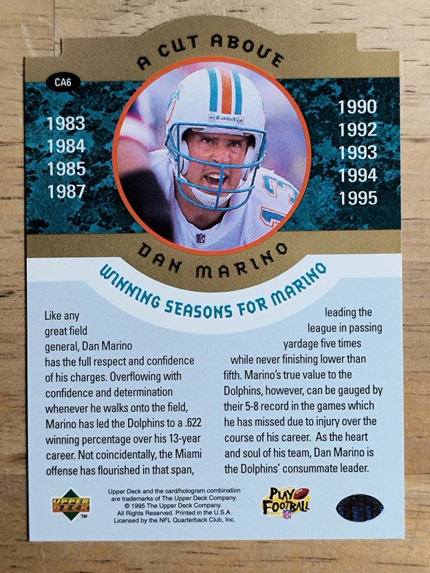 1996 Collector's Choice Dan Marino A Cut Above #CA6 Dan Marino/Consummate Leader