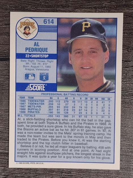1989 Score #614 Al Pedrique