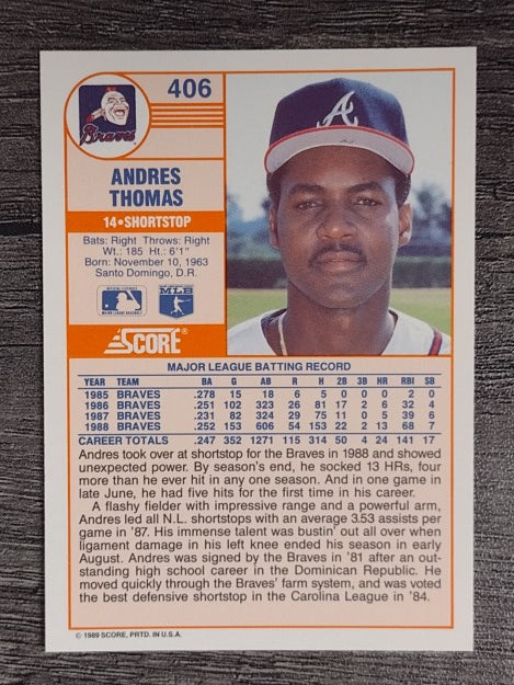 1989 Score #406 Andres Thomas