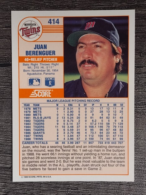 1989 Score #414 Juan Berenguer