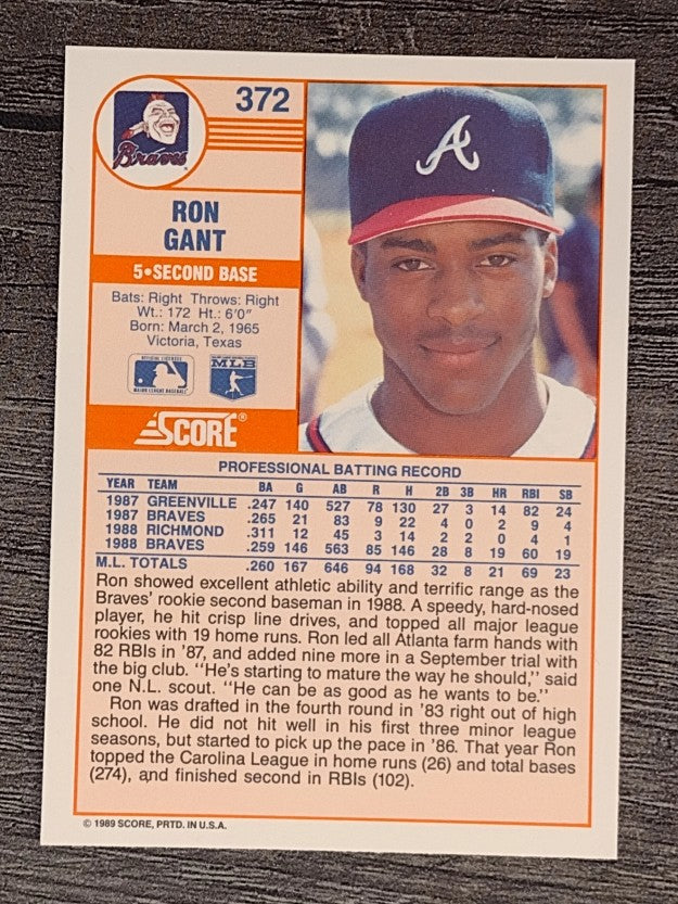 1989 Score #372 Ron Gant