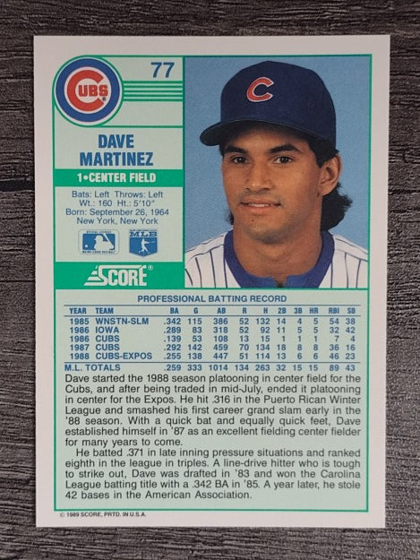 1989 Score #77 Dave Martinez