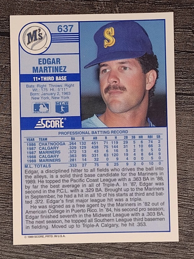 1989 Score #637 Edgar Martinez