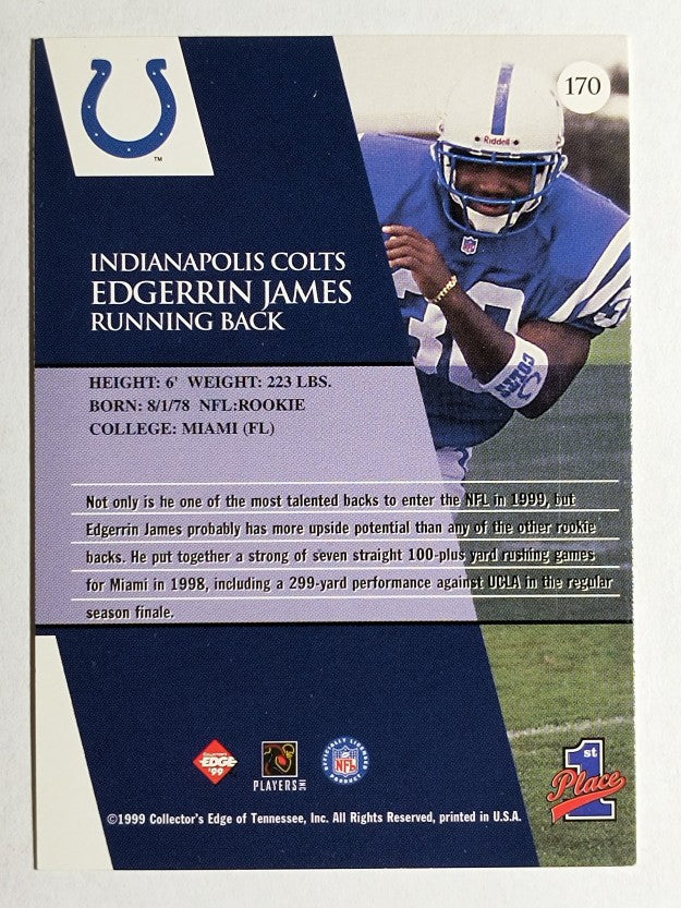 1999 Collector's Edge First Place #170 Edgerrin James RC
