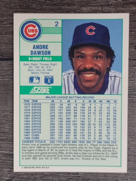 1989 Score #2 Andre Dawson