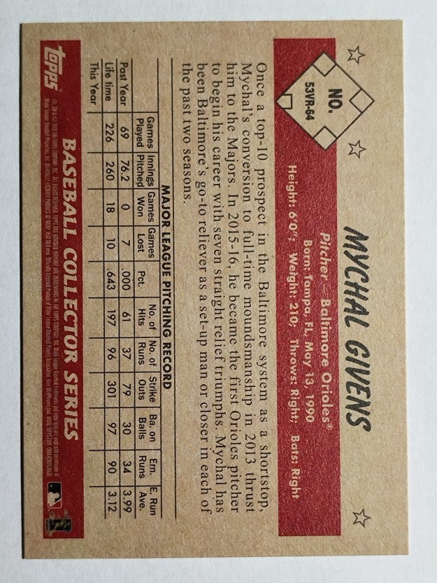2019 Bowman Heritage #53VR64 Mychal Givens