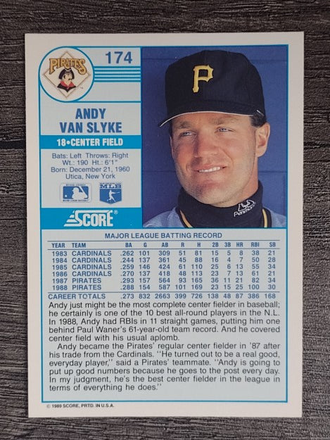 1989 Score #174 Andy Van Slyke