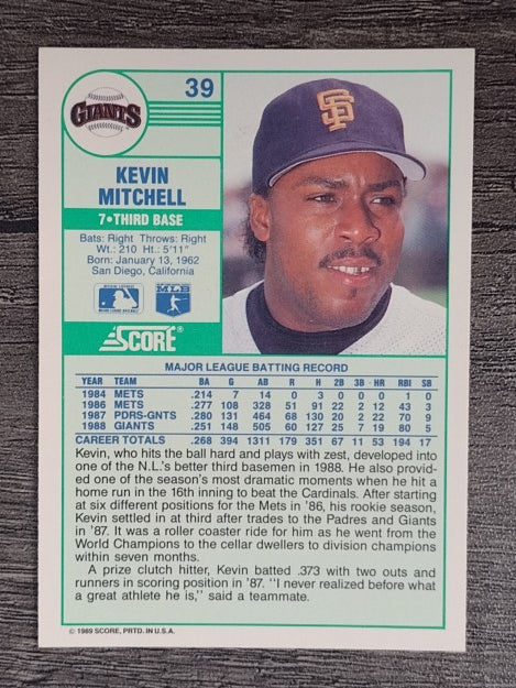 1989 Score #39 Kevin Mitchell