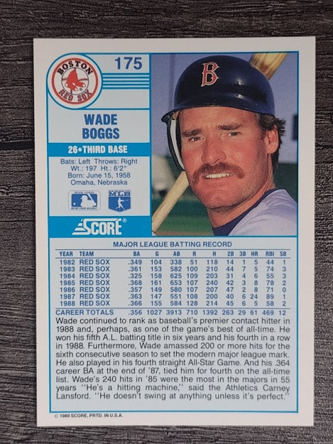1989 Score #175 Wade Boggs