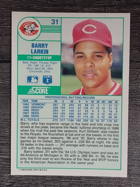 1989 Score #31 Barry Larkin