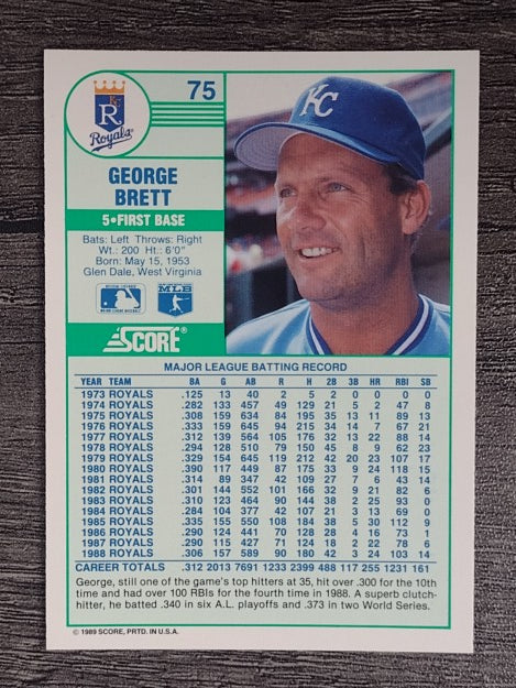 1989 Score #75 George Brett COR/At age 35