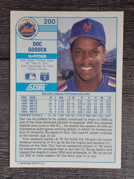 1989 Score #200 Dwight Gooden
