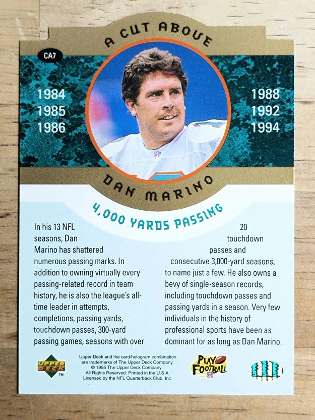 1996 Collector's Choice Dan Marino A Cut Above #CA7 Dan Marino/All-Time Passing