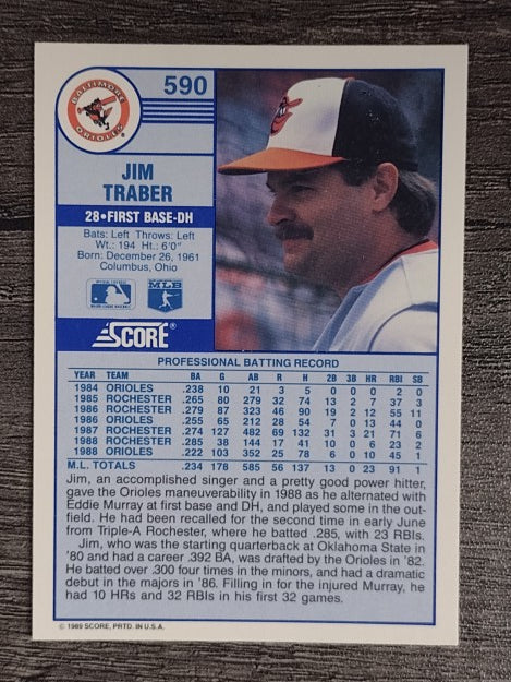 1989 Score #590 Jim Traber