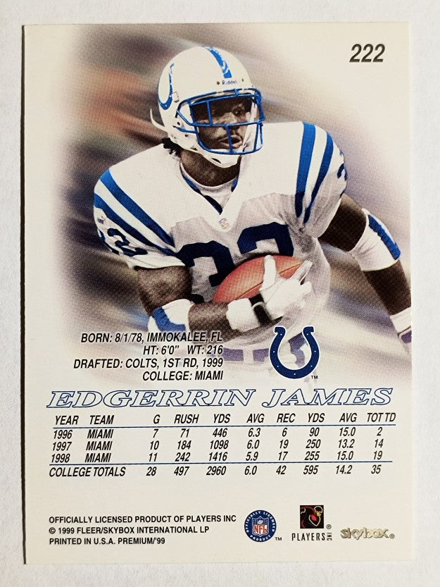 1999 SkyBox Premium #222 Edgerrin James RC