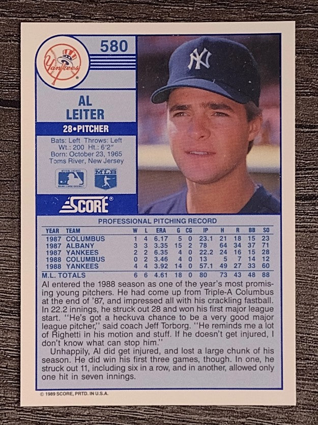 1989 Score #580 Al Leiter