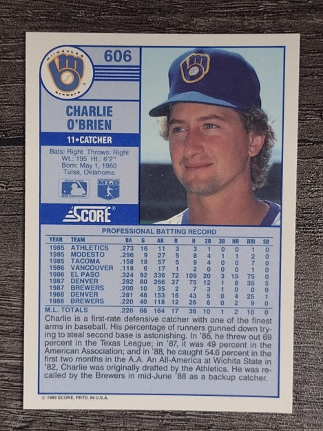 1989 Score #606 Charlie O'Brien