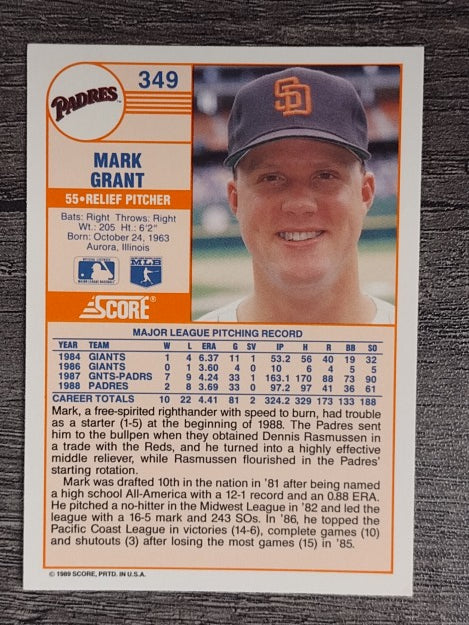 1989 Score #349 Mark Grant