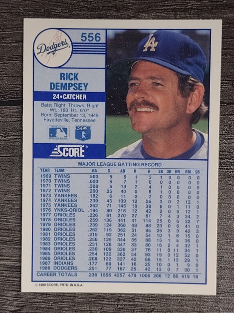 1989 Score #556 Rick Dempsey