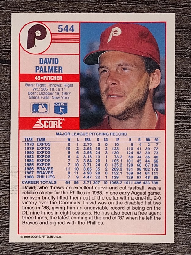 1989 Score #544 Dave Palmer