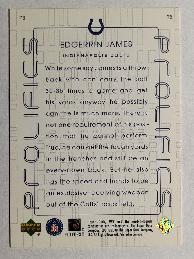 2000 Upper Deck MVP Prolifics #P3 Edgerrin James