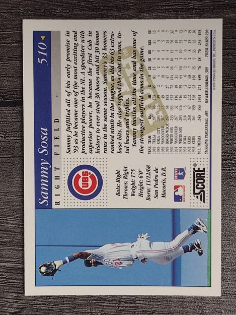 1994 Score Gold Rush #510 Sammy Sosa