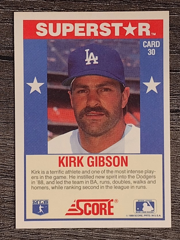 1989 Score Hottest 100 Stars #30 Kirk Gibson