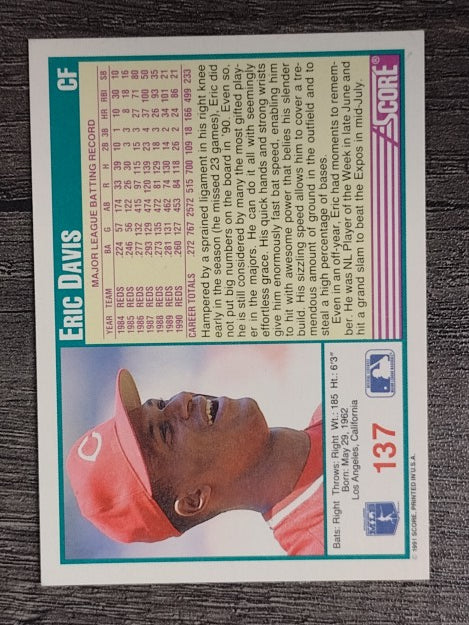 1991 Score #137 Eric Davis