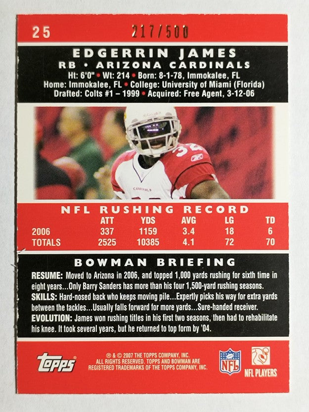 2007 Bowman Blue #25 Edgerrin James