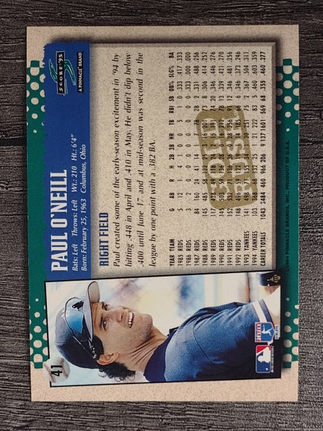 1995 Score Gold Rush #41 Paul O'Neill