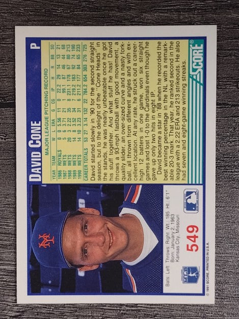 1991 Score #549 David Cone