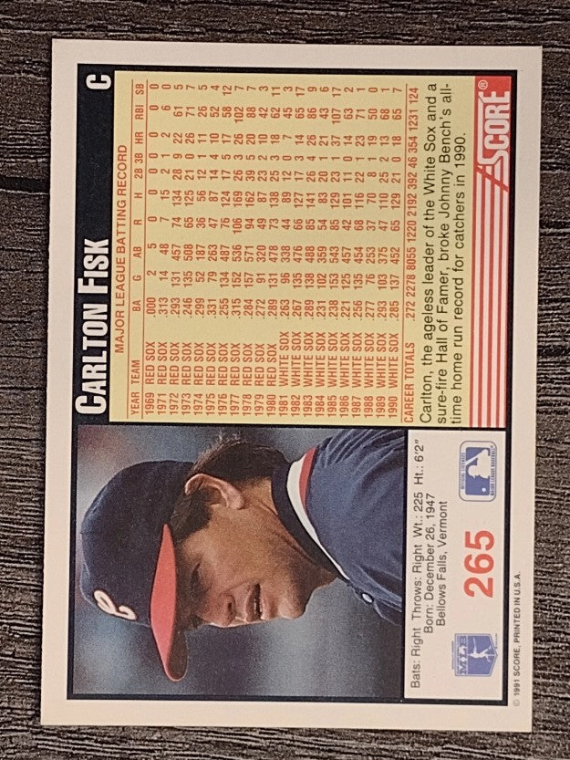 1991 Score #265 Carlton Fisk