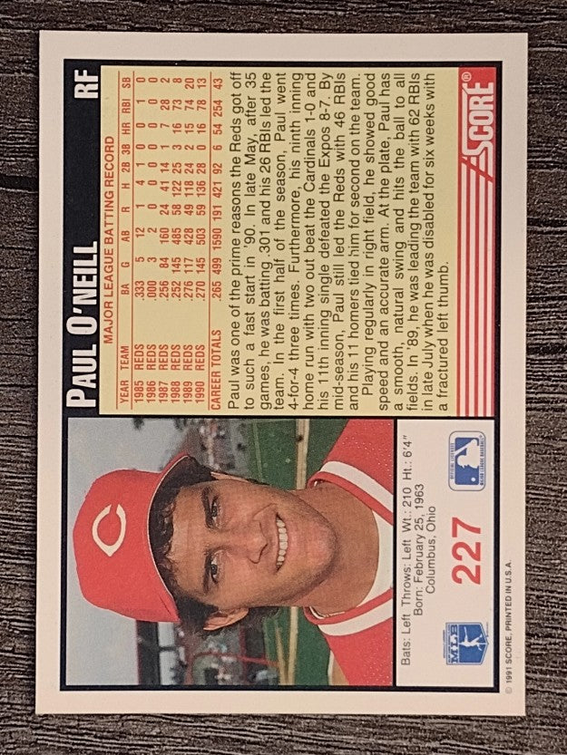 1991 Score #227 Paul O'Neill