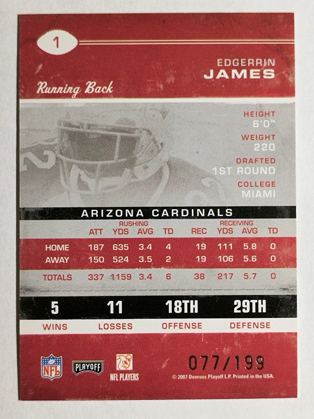2007 Playoff Contenders Playoff Ticket #1 Edgerrin James