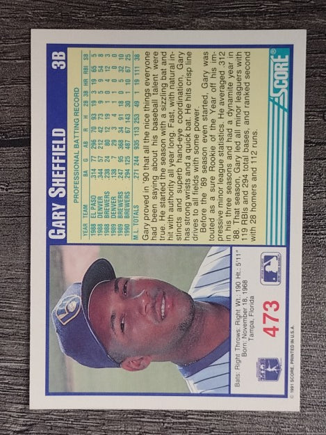 1991 Score #473 Gary Sheffield