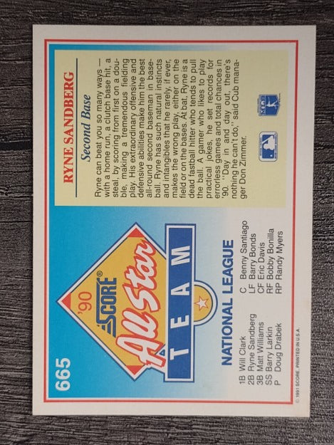 1991 Score #665 Ryne Sandberg AS