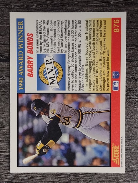 1991 Score #876 Barry Bonds MVP