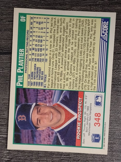 1991 Score #348 Phil Plantier RC