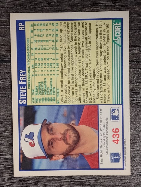 1991 Score #436 Steve Frey