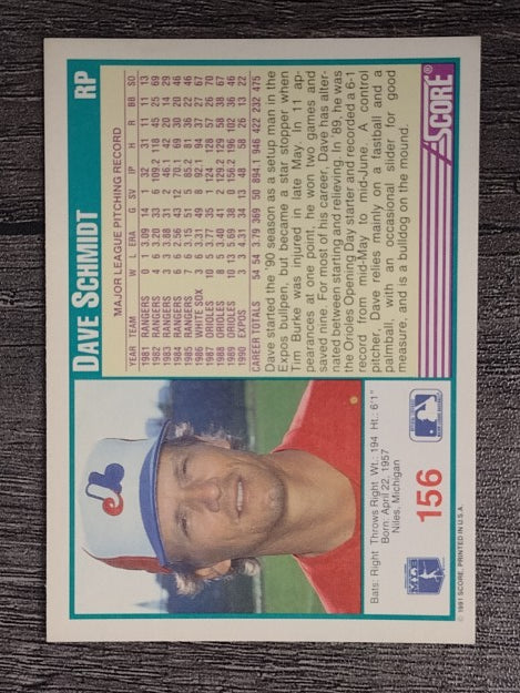 1991 Score #156 Dave Schmidt