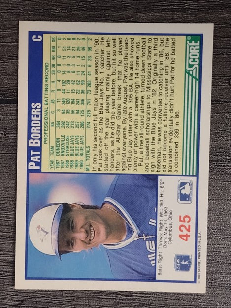 1991 Score #425 Pat Borders
