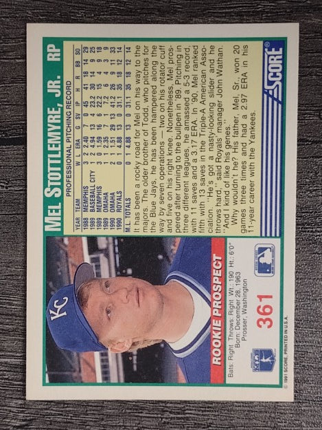 1991 Score #361 Mel Stottlemyre Jr.