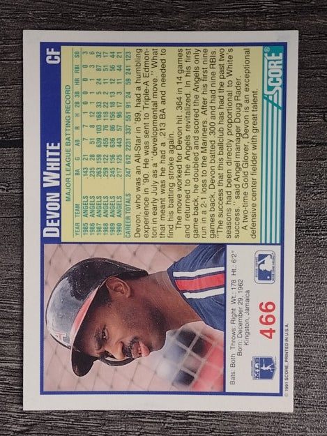 1991 Score #466 Devon White