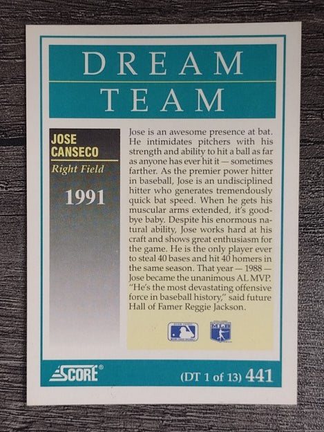 1991 Score #441 Jose Canseco DT